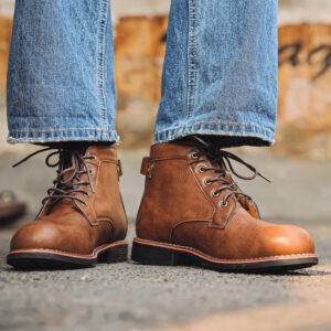 Men's Retro Lace-up Western Boots